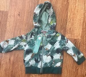 Boboli Infant Hoodie 6mo Jungle Leaf Monkey Jacket Zip Up New With Tags NWT